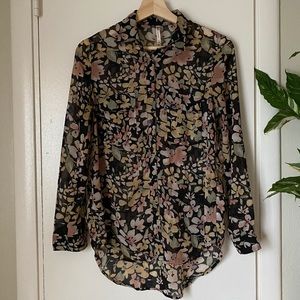 Button Up Floral Blouse